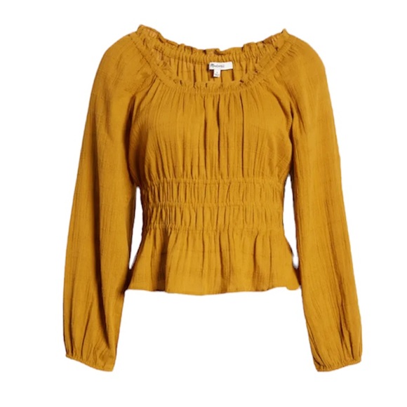 NWT Madewell Sophia Textured Plaid Cotton Gold Top Medium - Picture 6 of 11